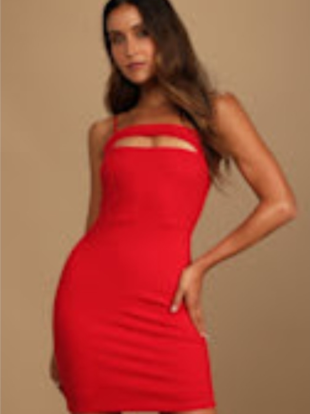 Just Me Red Cutout Bodycon Mini Dress
